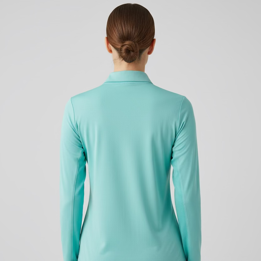 SanSoleil Womens Long Sleeve Zip Polo - Aqua