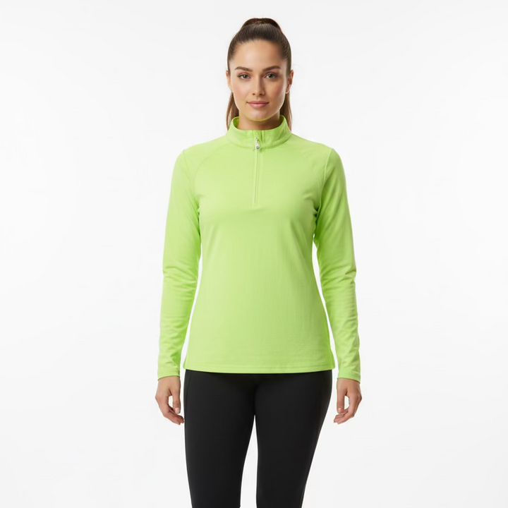 SanSoleil Womens Long Sleeve Zip Polo - Lime