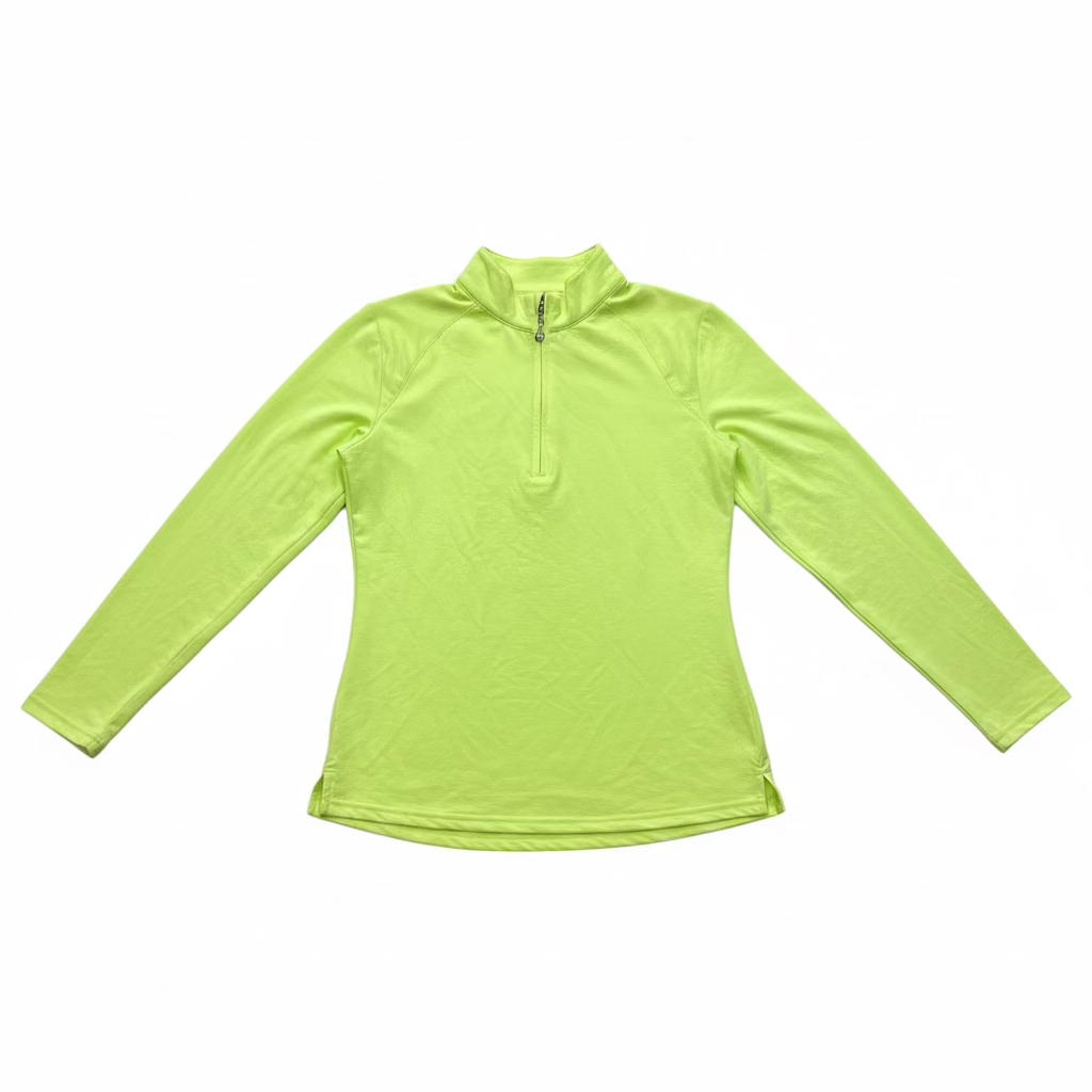 SanSoleil Womens Long Sleeve Zip Polo - Lime