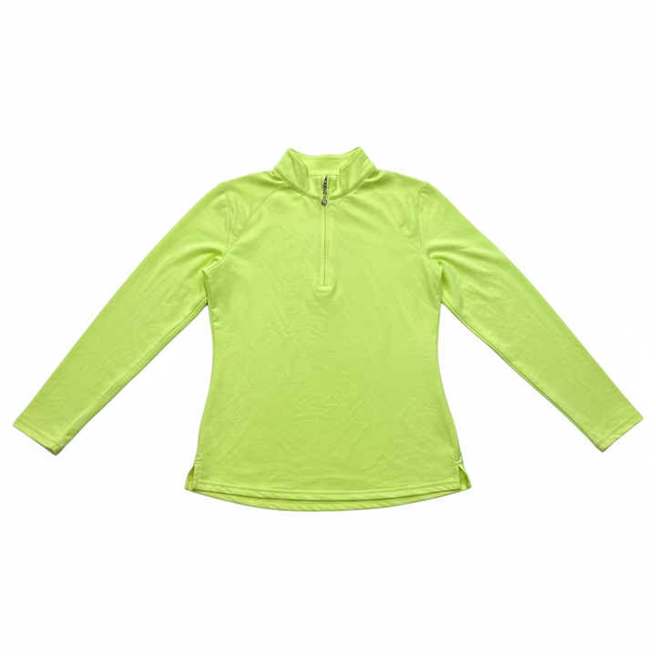 SanSoleil Womens Long Sleeve Zip Polo - Lime