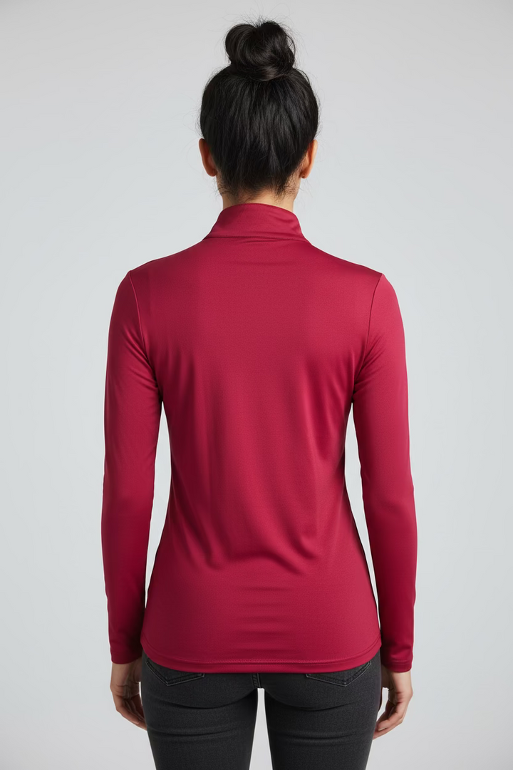 SanSoleil Womens Long Sleeve Zip Polo - Scarlet