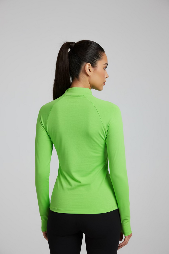 SanSoleil Womens Long Sleeve Zip Polo - Kelly Green
