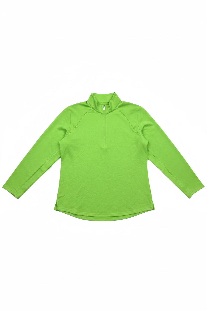 SanSoleil Womens Long Sleeve Zip Polo - Kelly Green