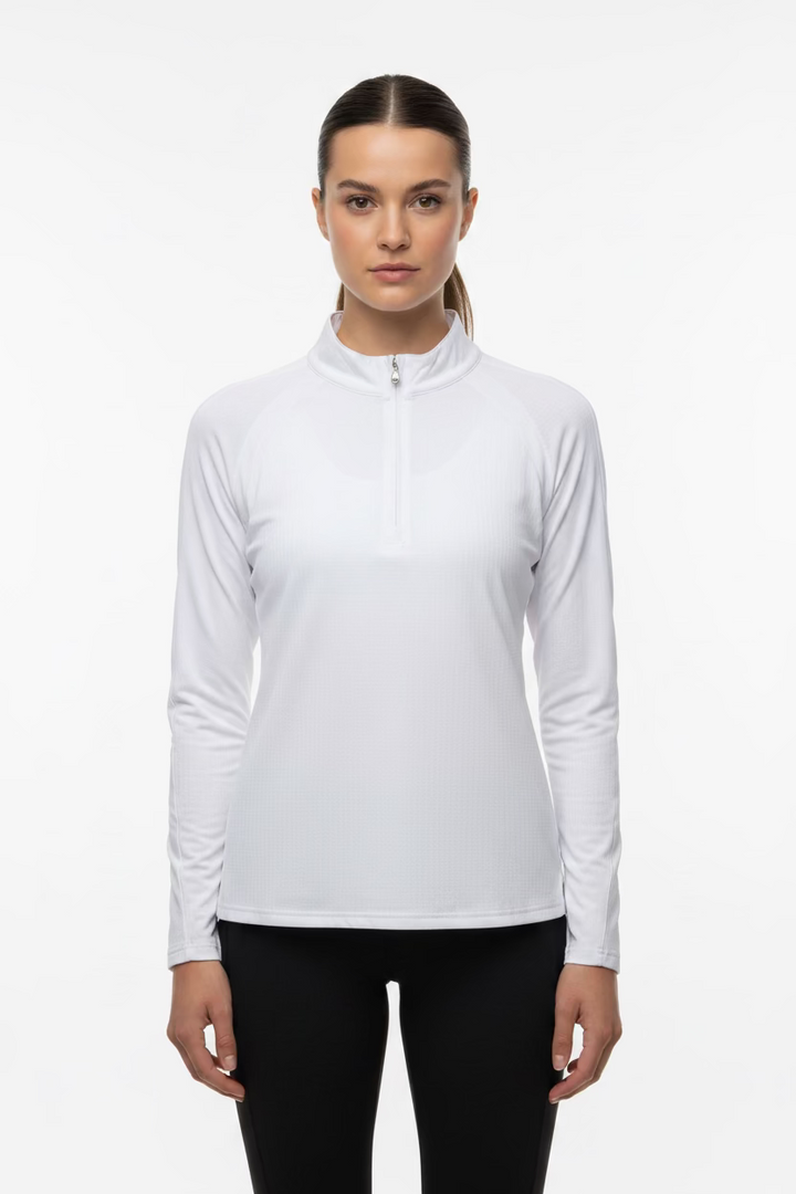 SanSoleil Womens Long Sleeve Zip Polo - White