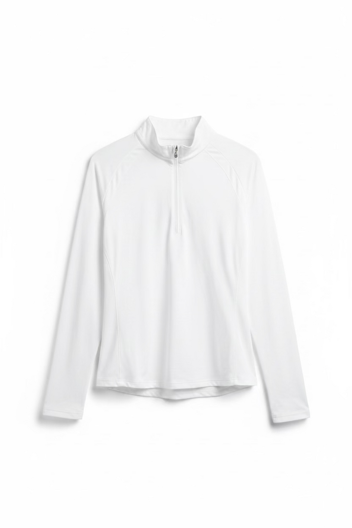 SanSoleil Womens Long Sleeve Zip Polo - White