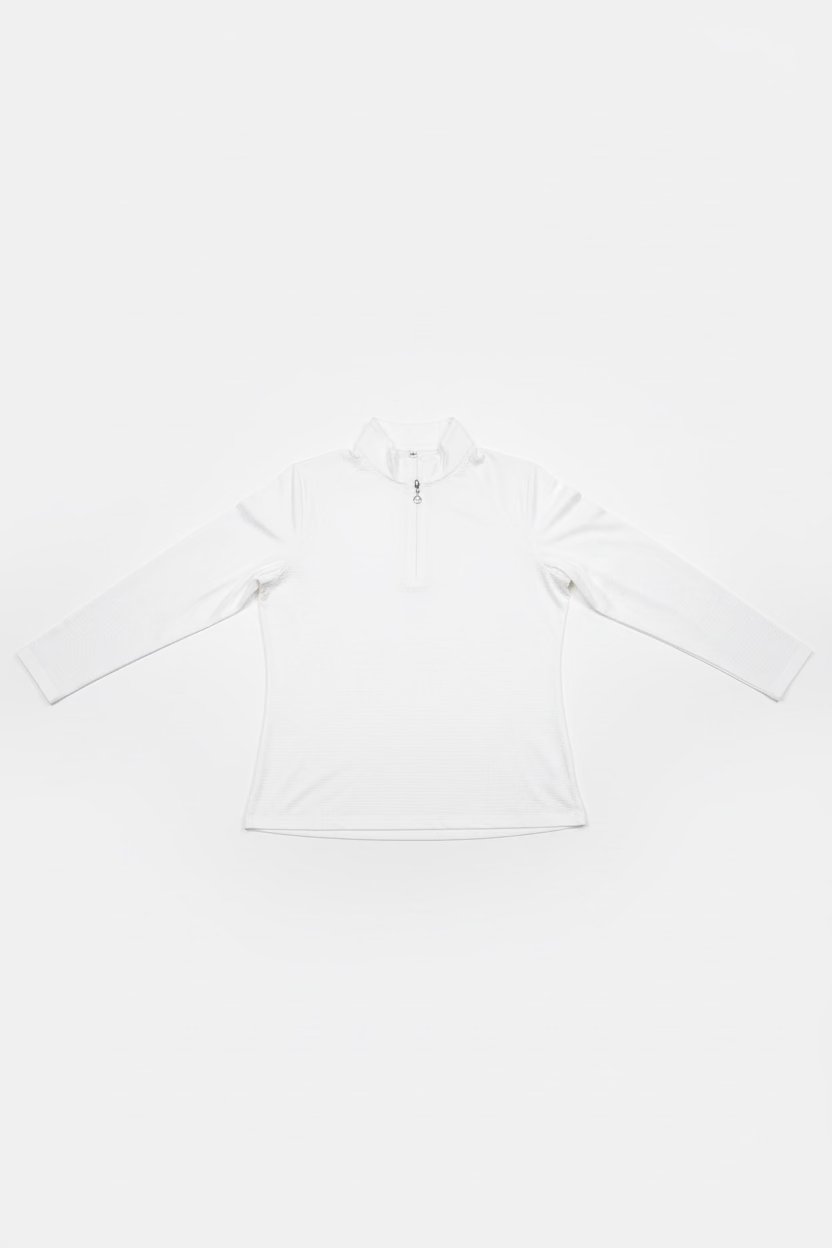SanSoleil Womens Long Sleeve Zip Solteice Polo - White