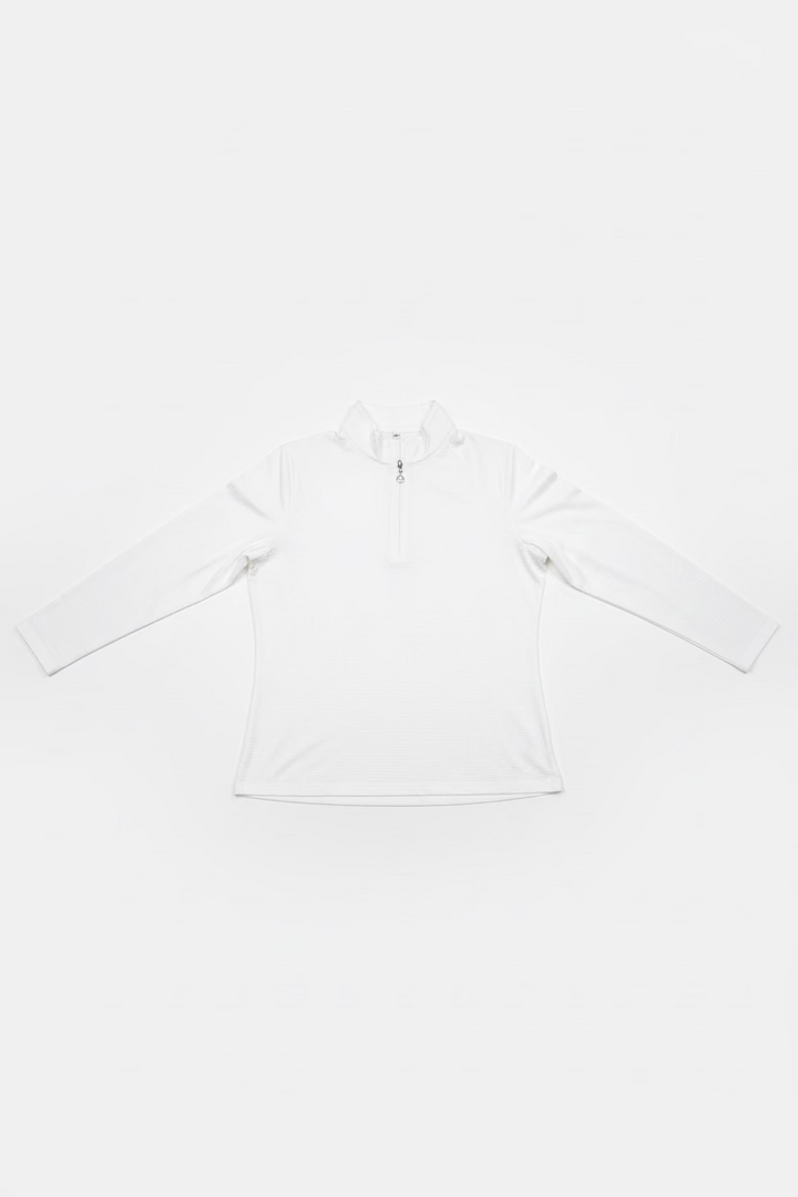 SanSoleil Womens Long Sleeve Zip Solteice Polo - White