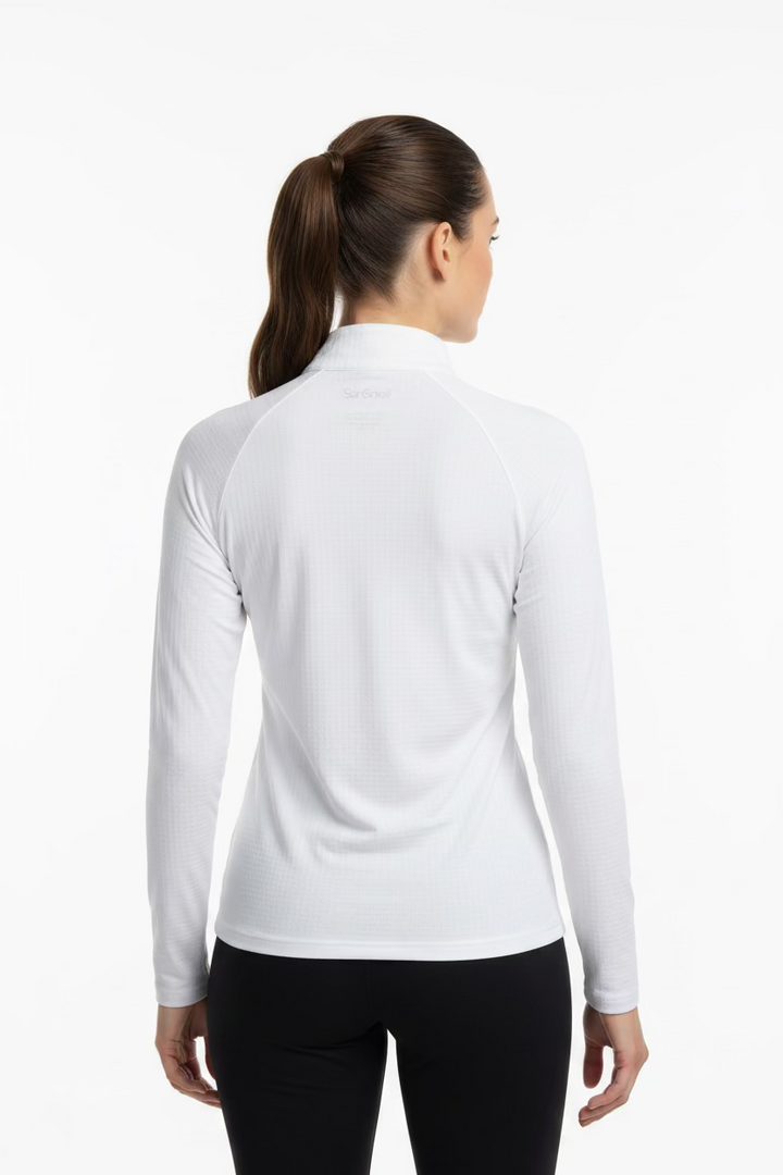 SanSoleil Womens Long Sleeve Zip Solteice Polo - White