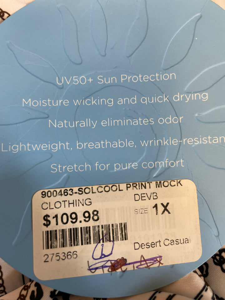SanSoleil SolCool Print Long Sleeve Polo - Devon Black