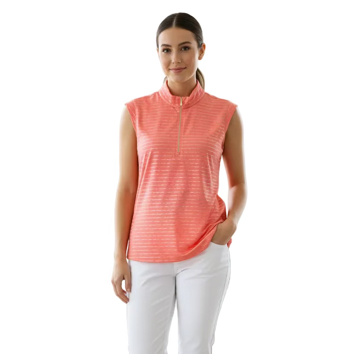 SanSoleil Womens Sleeveless Zip Polo - Solshine