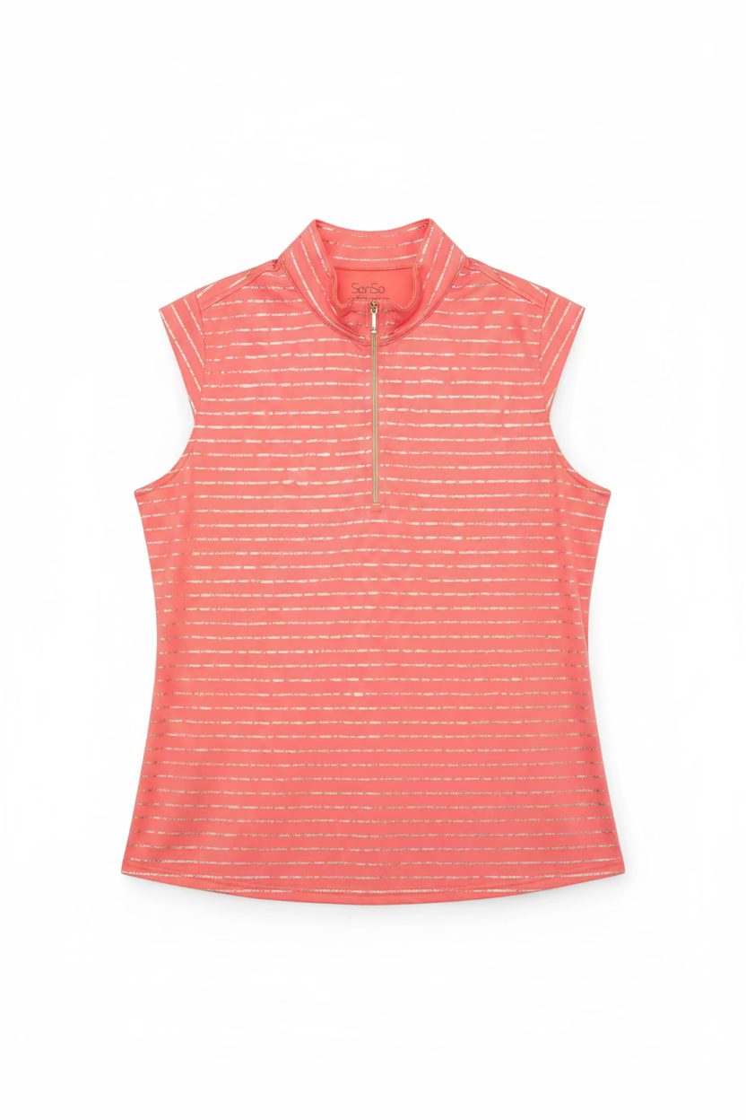 SanSoleil Womens Sleeveless Zip Polo - Solshine