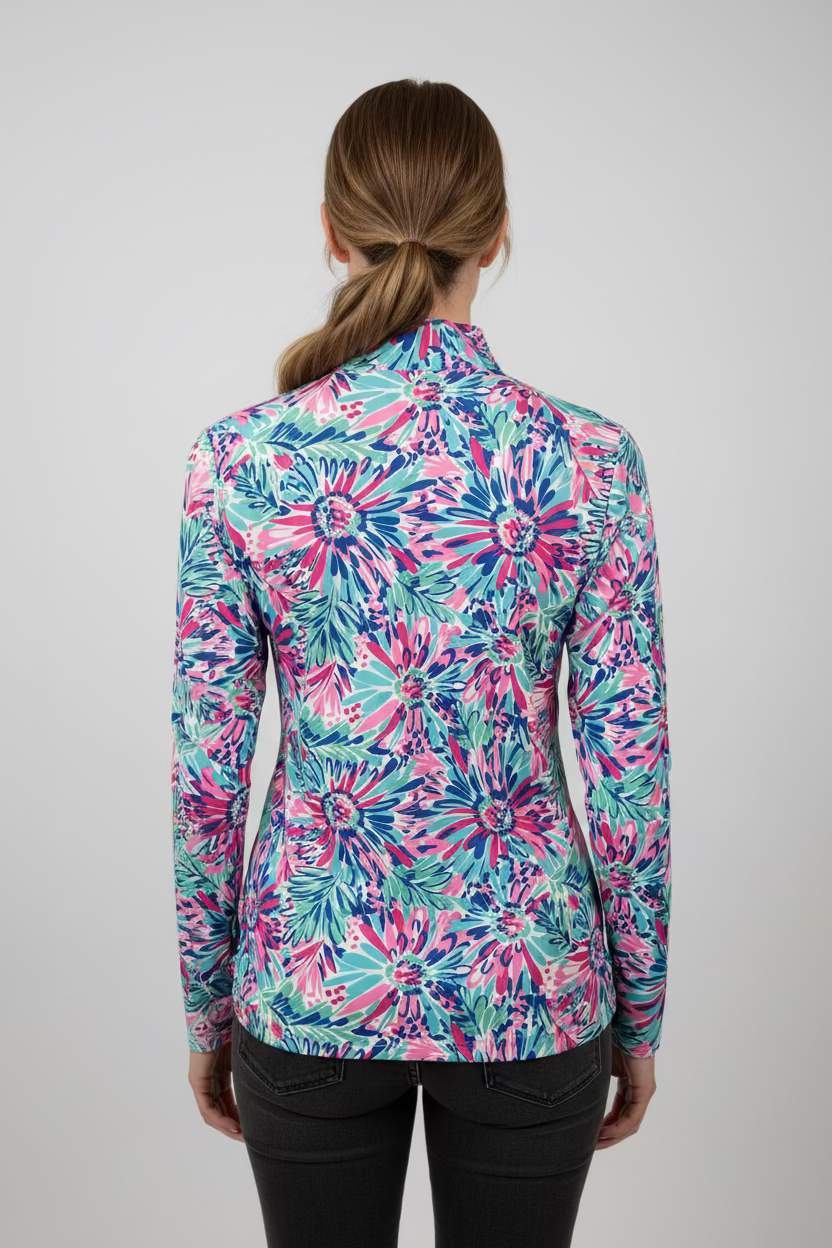 SanSoleil Womens Long Sleeve Zip Polo - Lola