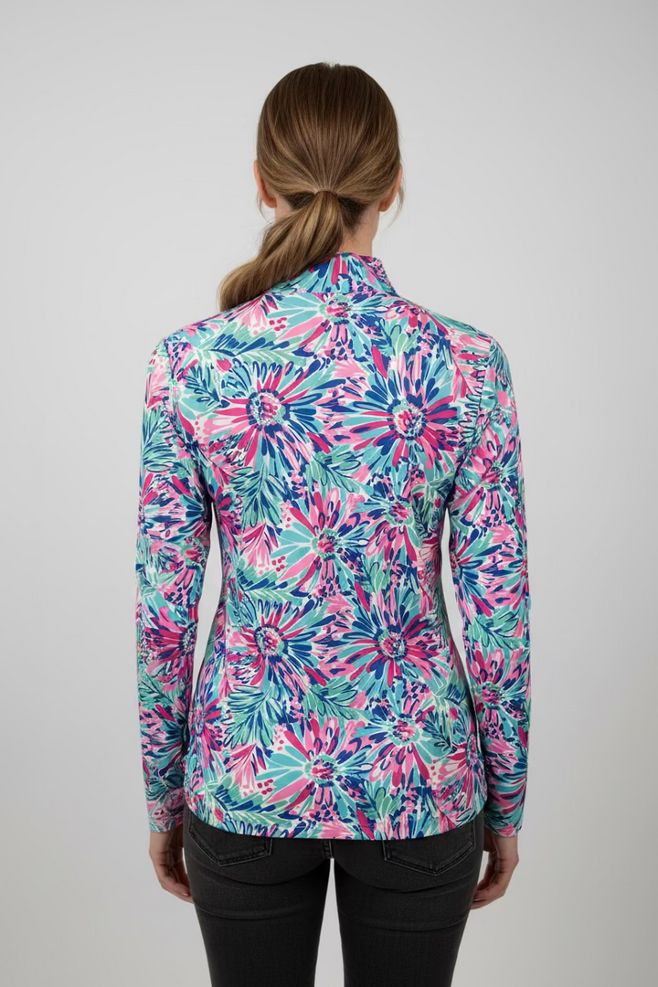 SanSoleil Womens Long Sleeve Zip Polo - Lola