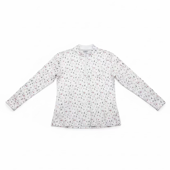 SanSoleil Womens Long Sleeve Zip Polo - Christmas Carol