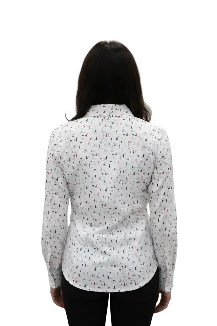 SanSoleil Womens Long Sleeve Zip Polo - Christmas Carol