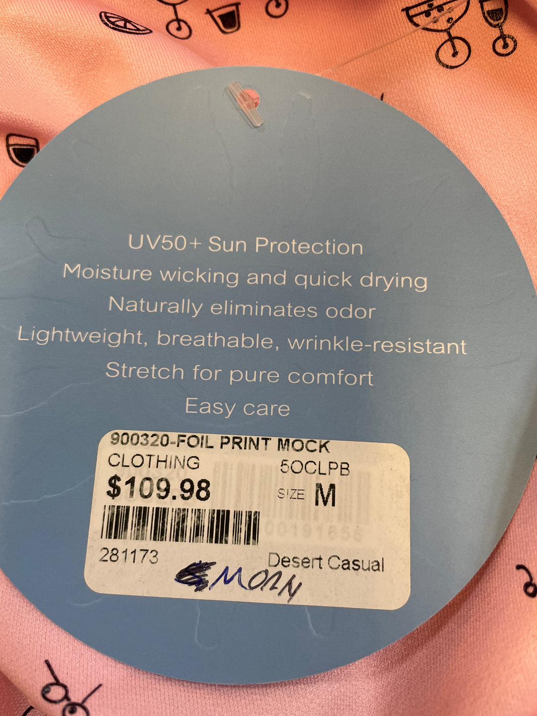 SanSoleil Womens Long Sleeve Zip Polo - Foil 5 O' Clock Pink
