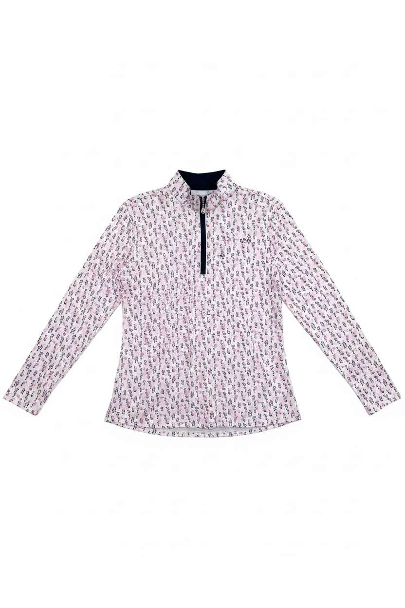 SanSoleil Womens Long Sleeve Zip Polo - Pinot Hour