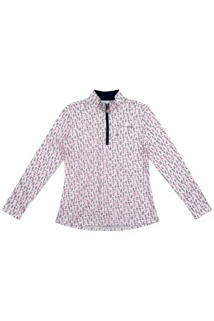 SanSoleil Womens Long Sleeve Zip Polo - Pinot Hour