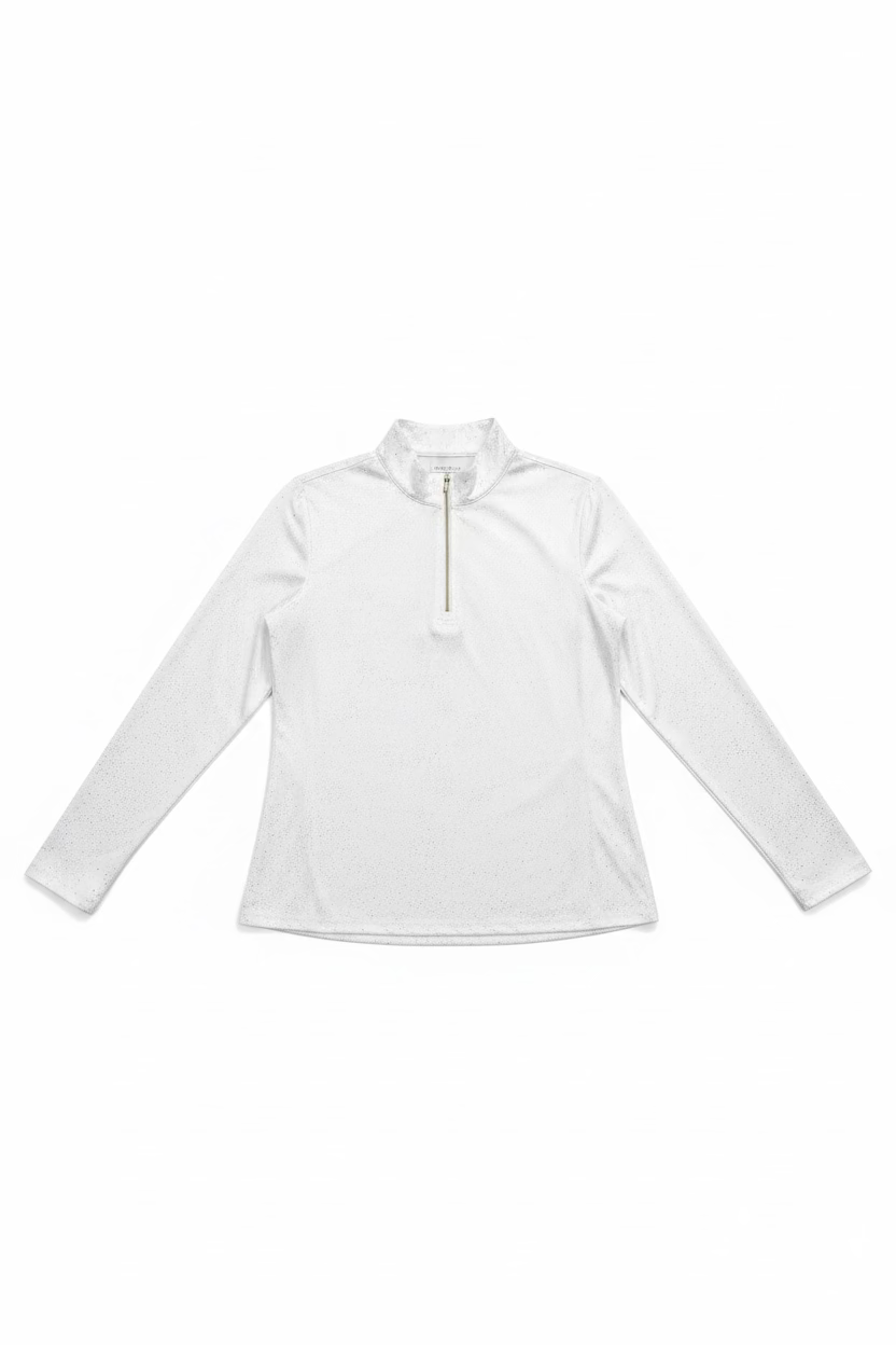 SanSoleil SolShine Foil Print Long Sleeve Polo - Gold Sprinkles