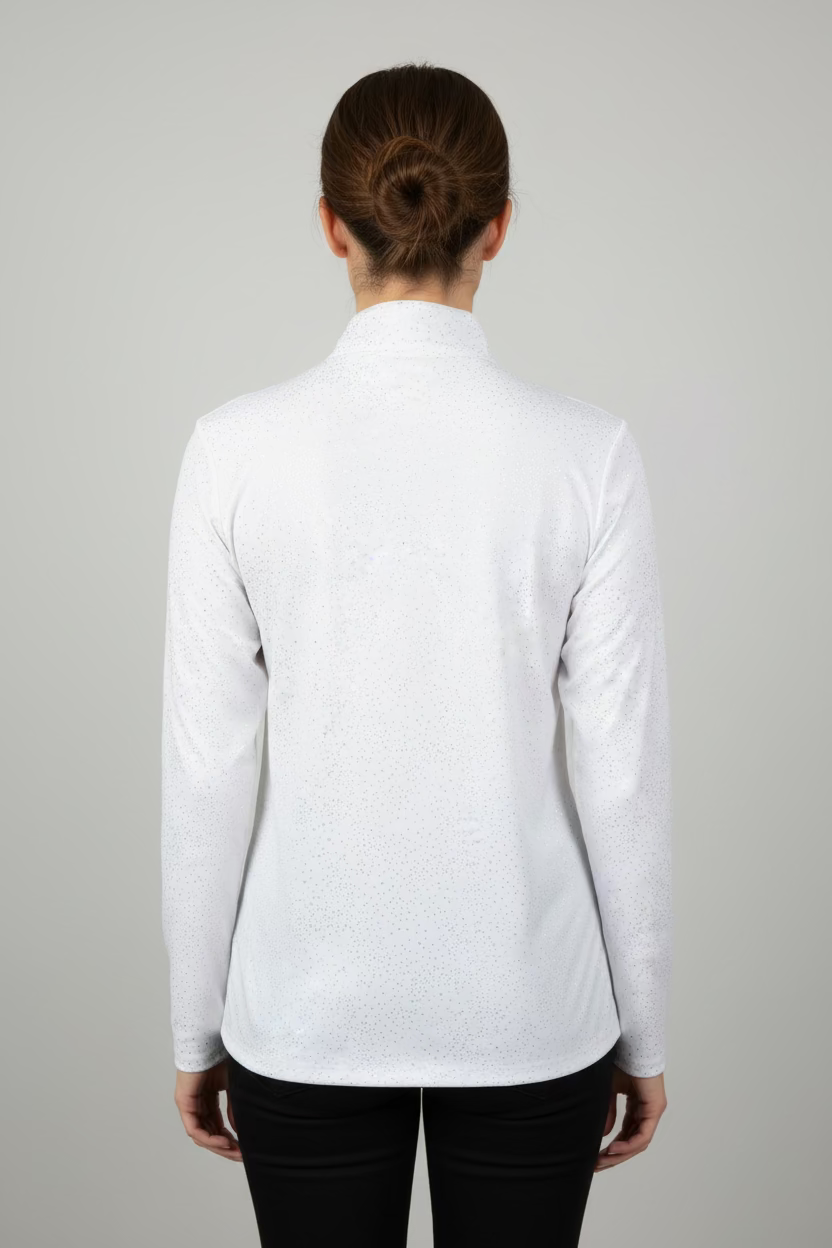 SanSoleil SolShine Foil Print Long Sleeve Polo - Gold Sprinkles