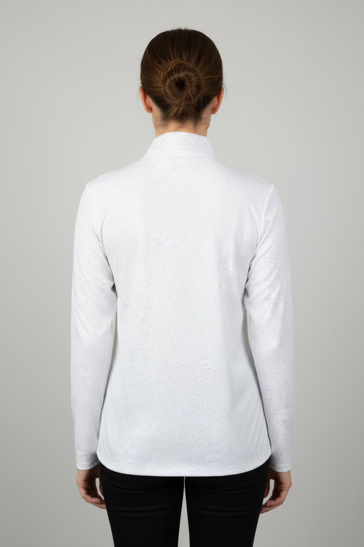 SanSoleil SolShine Foil Print Long Sleeve Polo - Gold Sprinkles