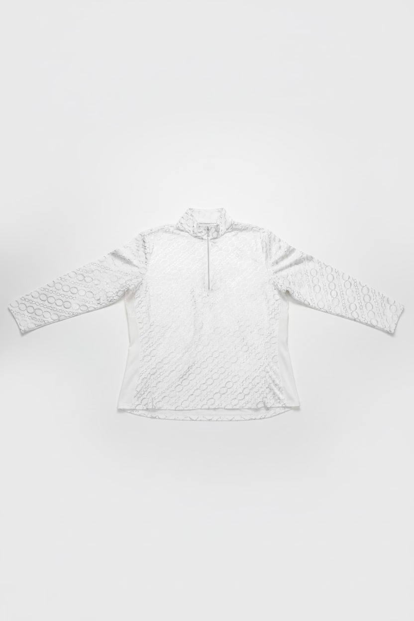 SanSoleil SolShine Foil Print Long Sleeve Polo - Silver Chain