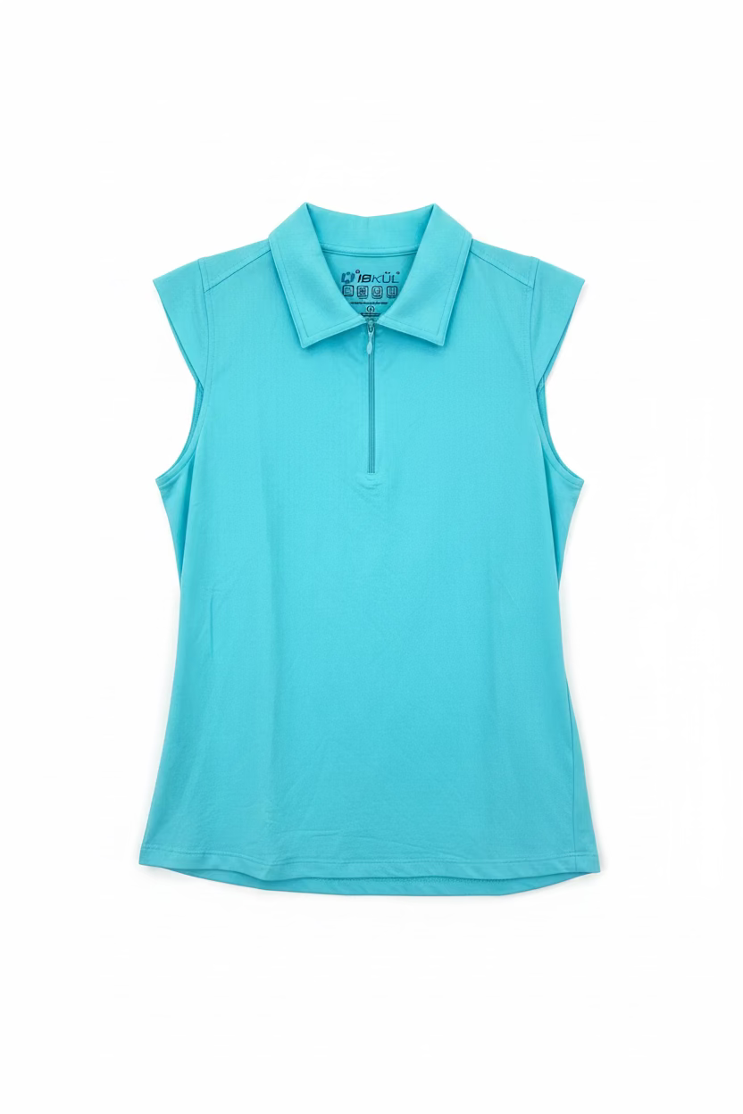 IBKUL Womens Riley Sleeveless Zip Polo - Seafoam