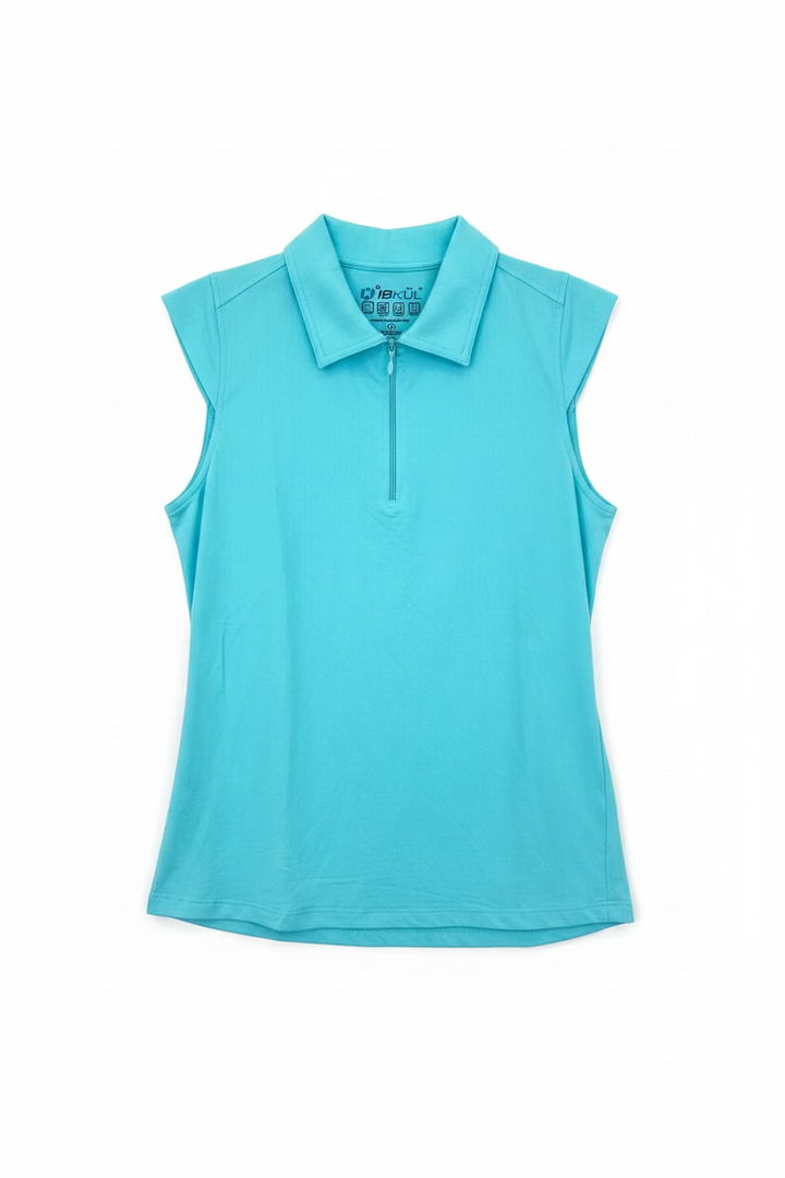 IBKUL Womens Riley Sleeveless Zip Polo - Seafoam