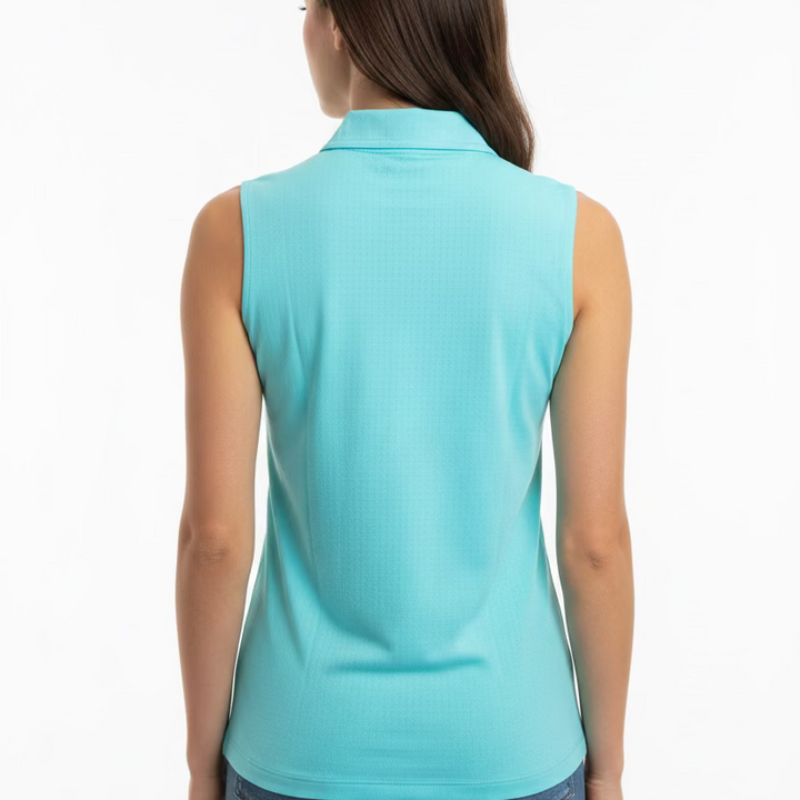 IBKUL Womens Riley Sleeveless Zip Polo - Seafoam