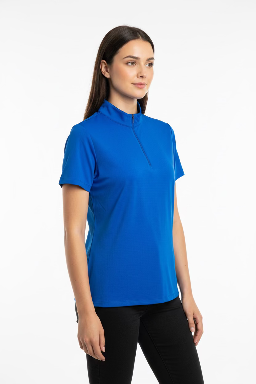 IBKUL Womens Stella Short Sleeve Mock - Royal Rich Blue