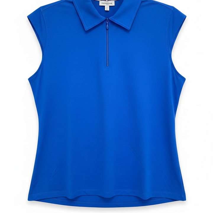IBKUL Womens Riley Sleeveless Zip Polo - Royal Rich Blue