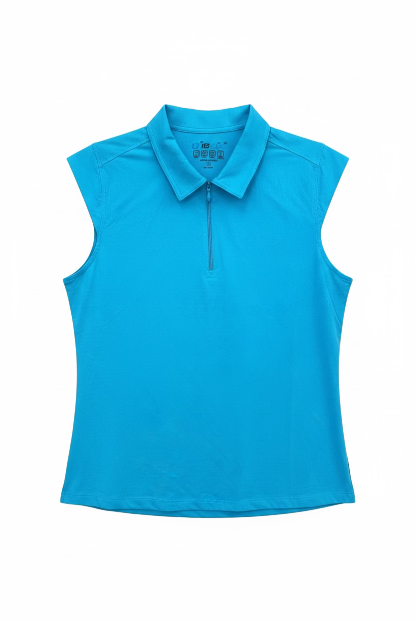 IBKUL Womens Riley Sleeveless Zip Polo - Turquoise