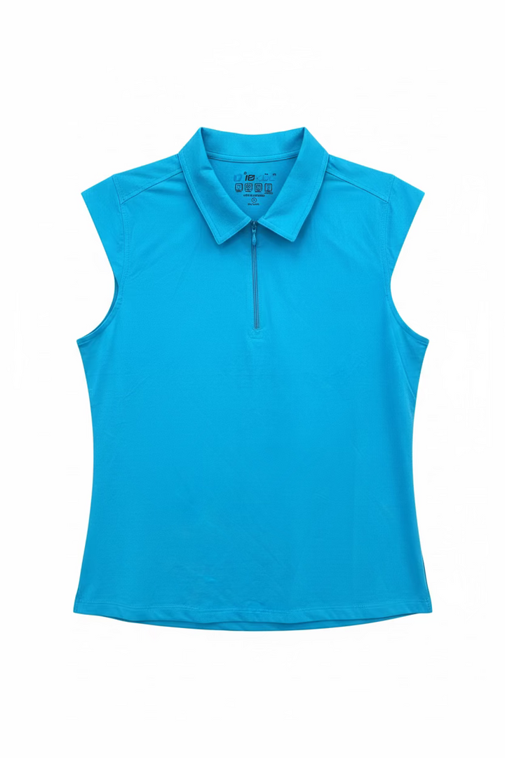 IBKUL Womens Riley Sleeveless Zip Polo - Turquoise