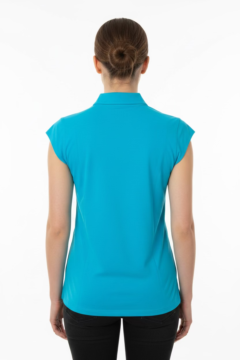 IBKUL Womens Riley Sleeveless Zip Polo - Turquoise