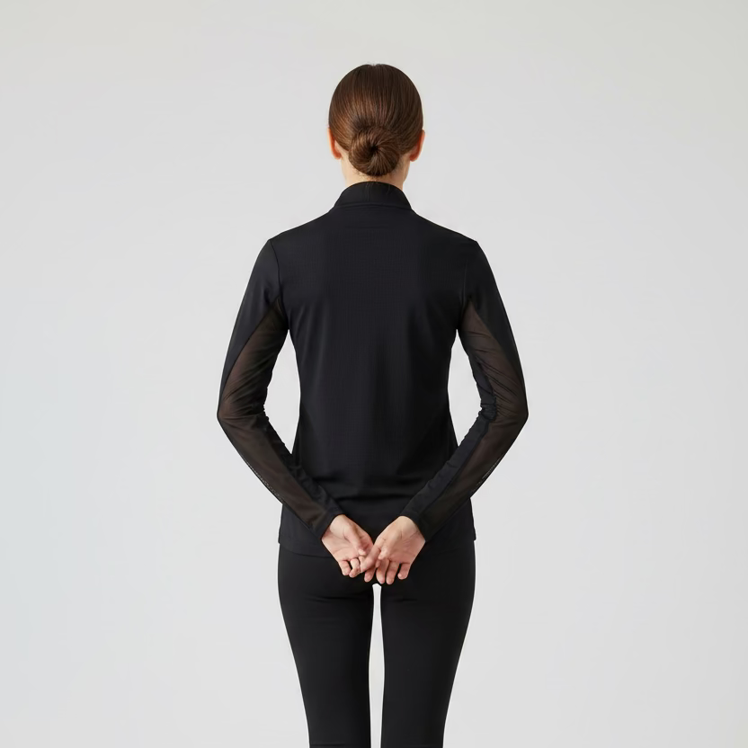 IBKUL Womens Solid Long Sleeve Zip Mock - Black