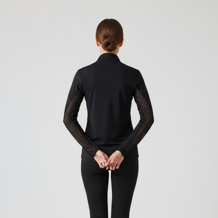 IBKUL Womens Solid Long Sleeve Zip Mock - Black
