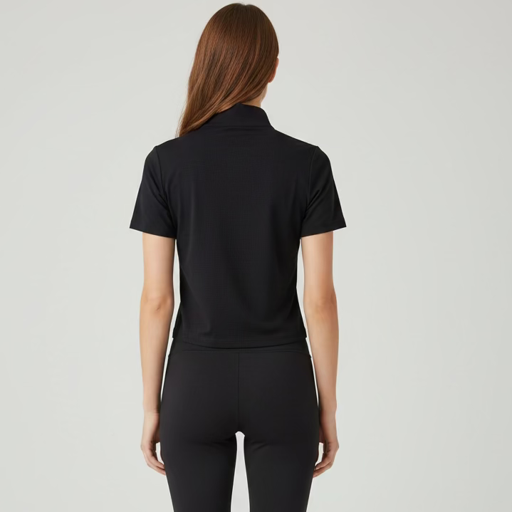IBKUL Womens Stella Short Sleeve Mock - Black