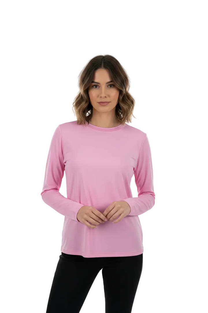 IBKUL Womens Lana Long Sleeve Crewneck Top - Candy Pink