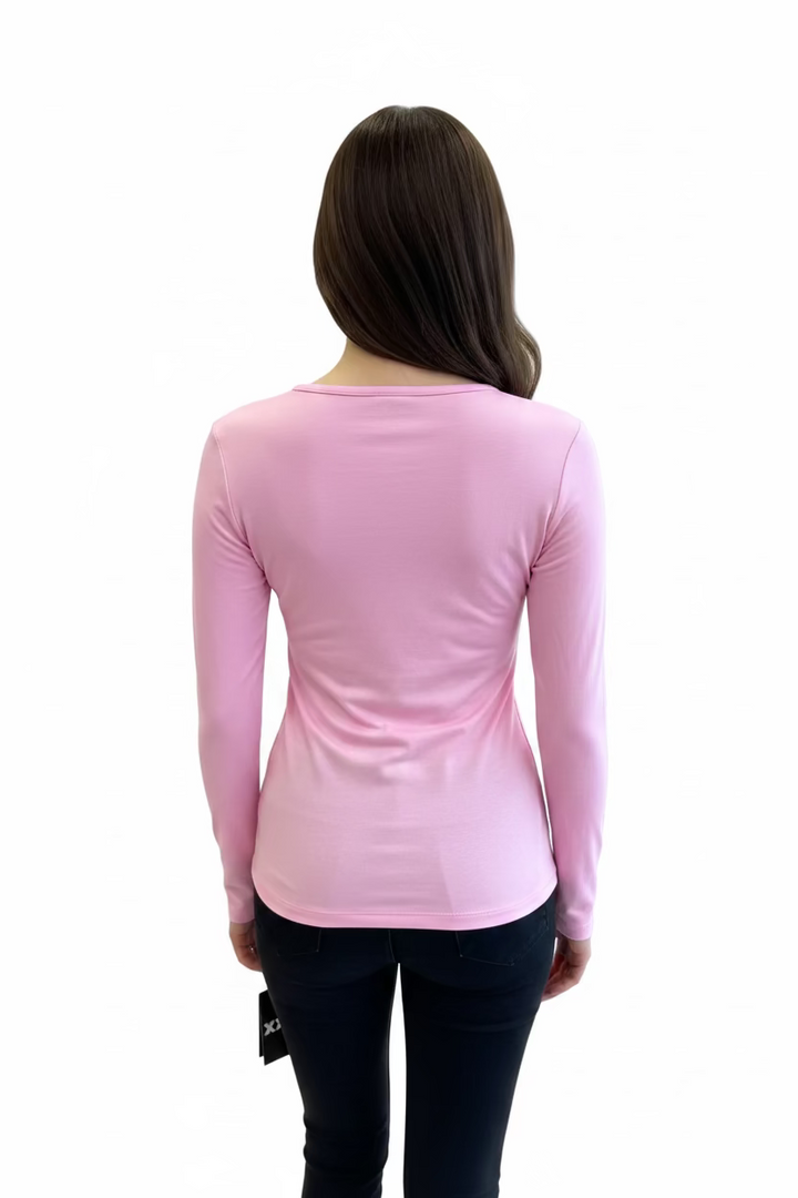 IBKUL Womens Lana Long Sleeve Crewneck Top - Candy Pink