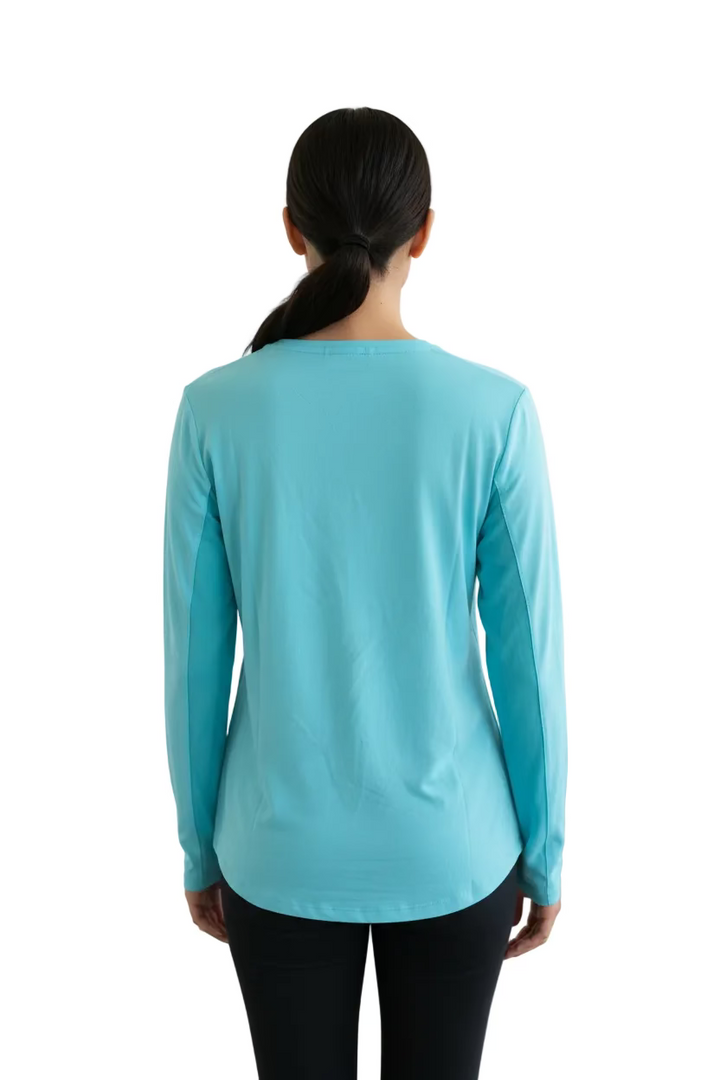 IBKUL Womens Lana Long Sleeve Crewneck Top - Seafoam