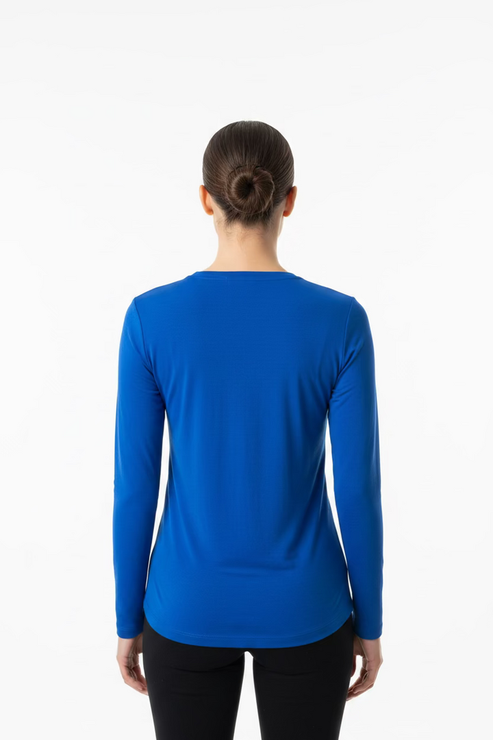 IBKUL Womens Lana Long Sleeve Crewneck Top - Royal Rich Blue
