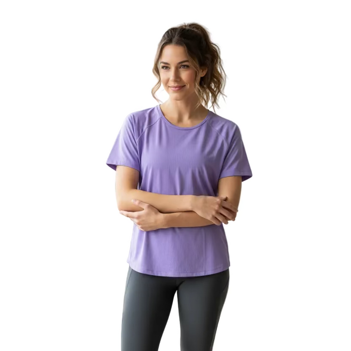 IBKUL Womens Sandra Short Sleeve Crewneck - Lavender