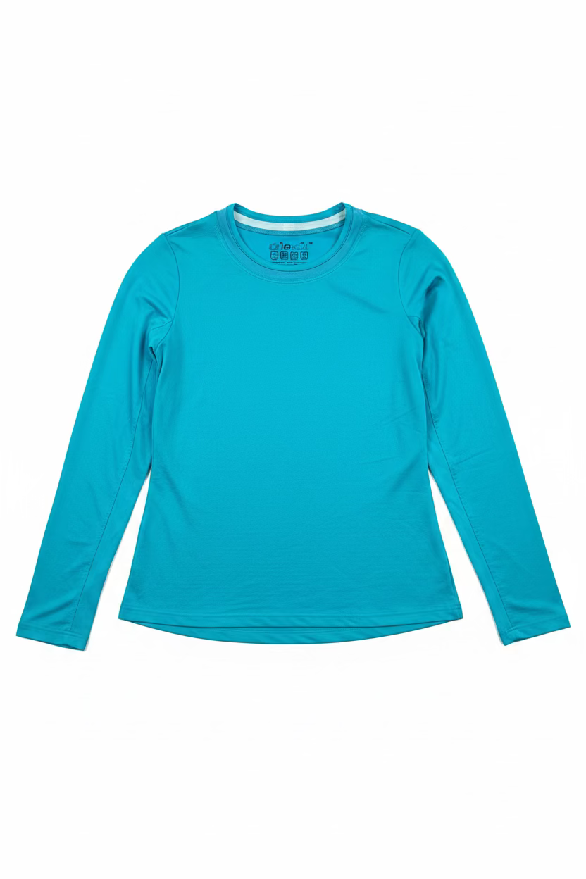 IBKUL Womens Lana Long Sleeve Crewneck Top - Turquoise