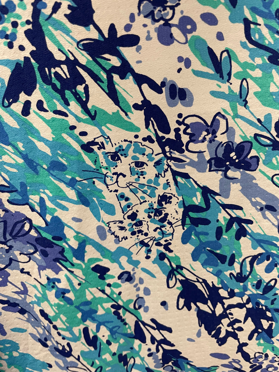 IBKUL Womens Marnie Floral Short Sleeve Zip Mock - Navy/Seafoam