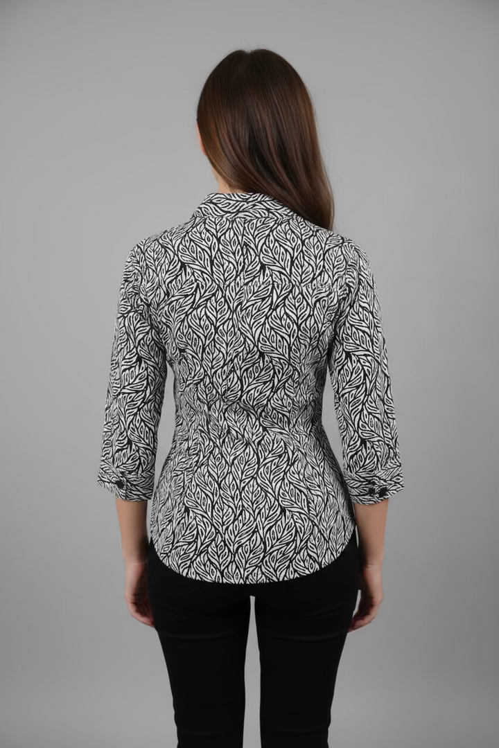 IBKUL Womens Hannah Ruched Elbow Sleeve Zip Mock - White/Black