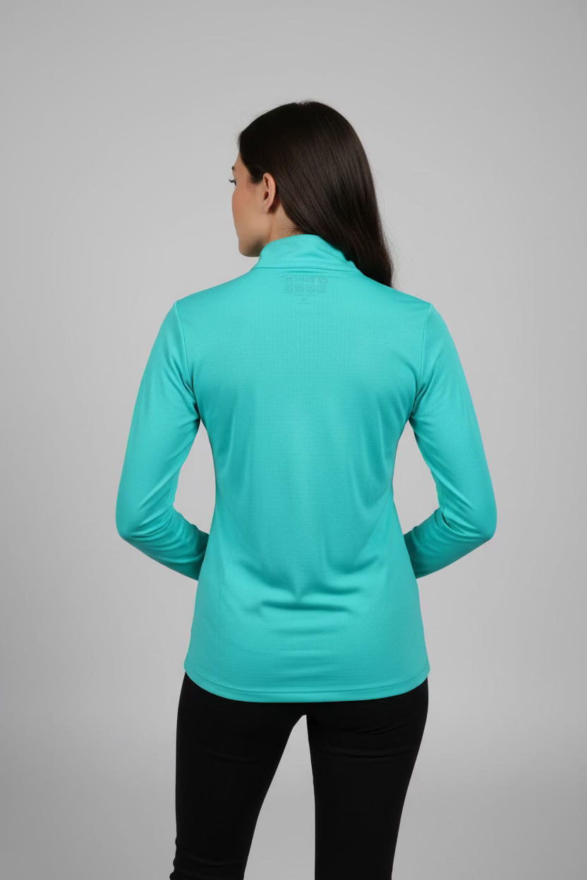 IBKUL Womens Solid Long Sleeve Zip Mock - Jade