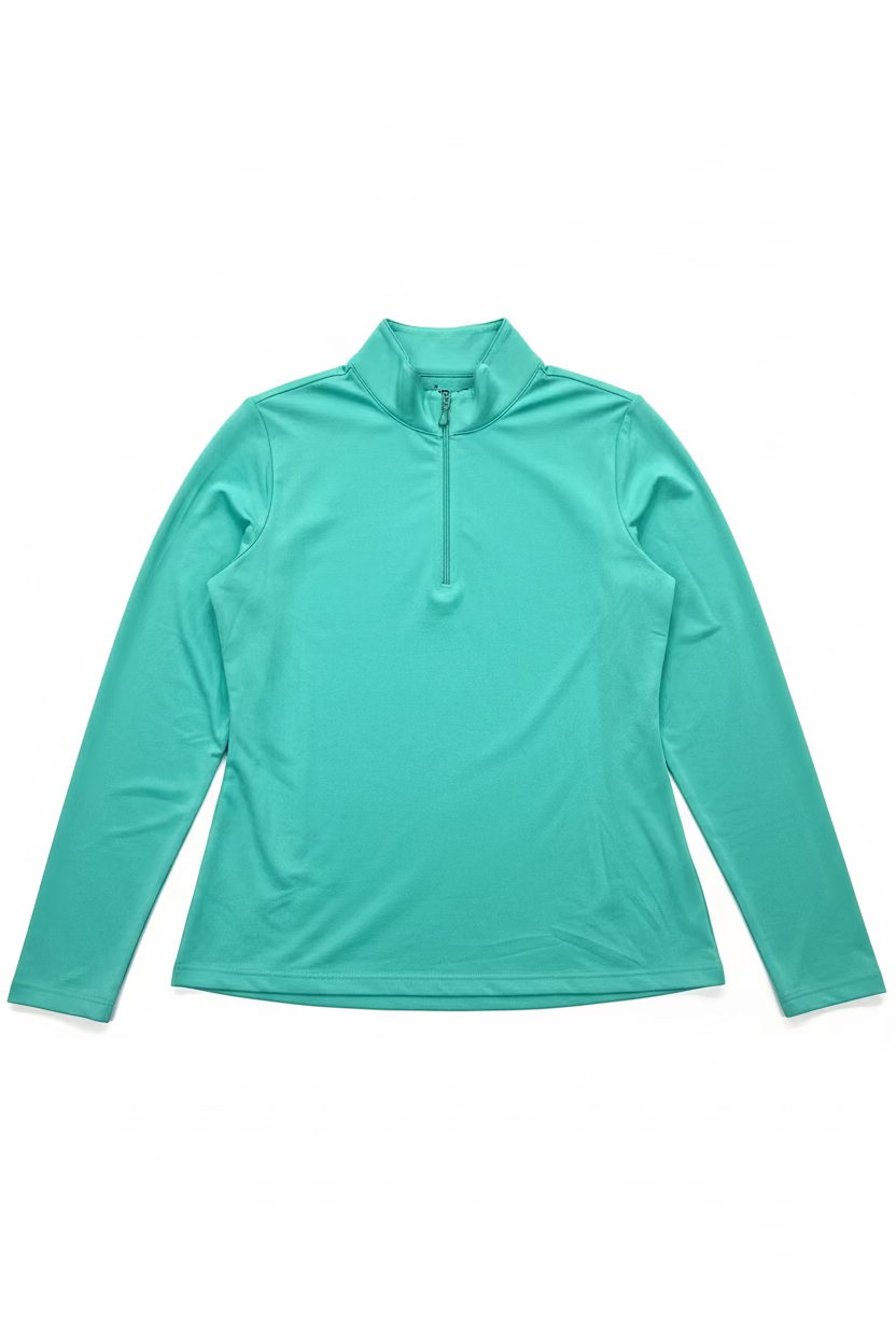 IBKUL Womens Solid Long Sleeve Zip Mock - Jade