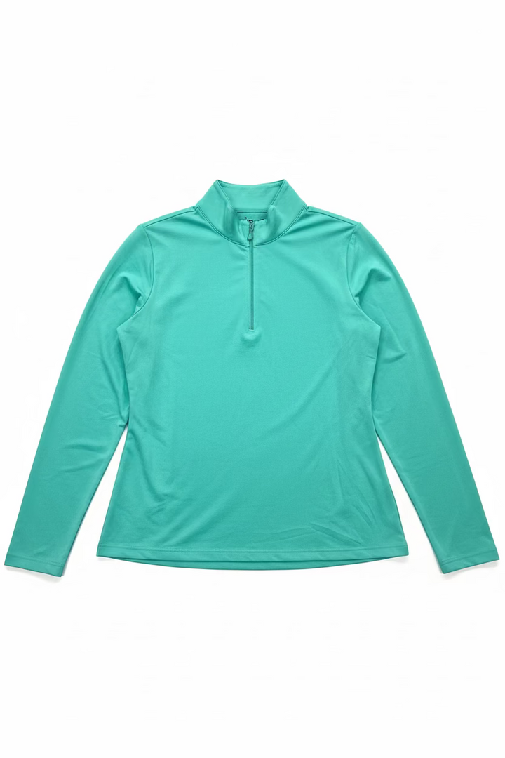 IBKUL Womens Solid Long Sleeve Zip Mock - Jade