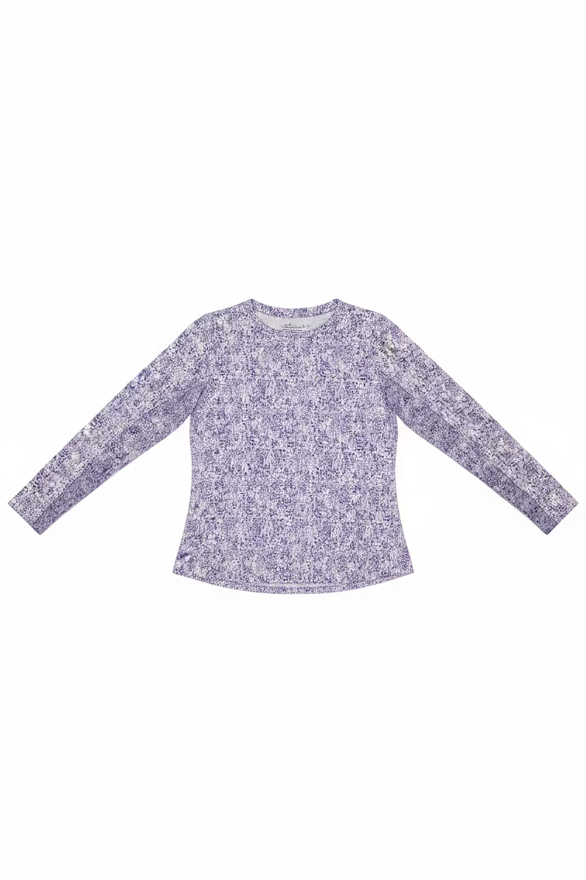 IBKUL Womens Abstract Skin Long Sleeve Crewneck - Lavender