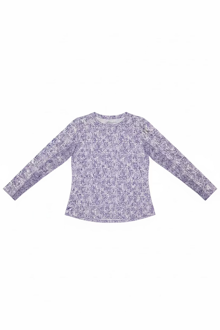 IBKUL Womens Abstract Skin Long Sleeve Crewneck - Lavender